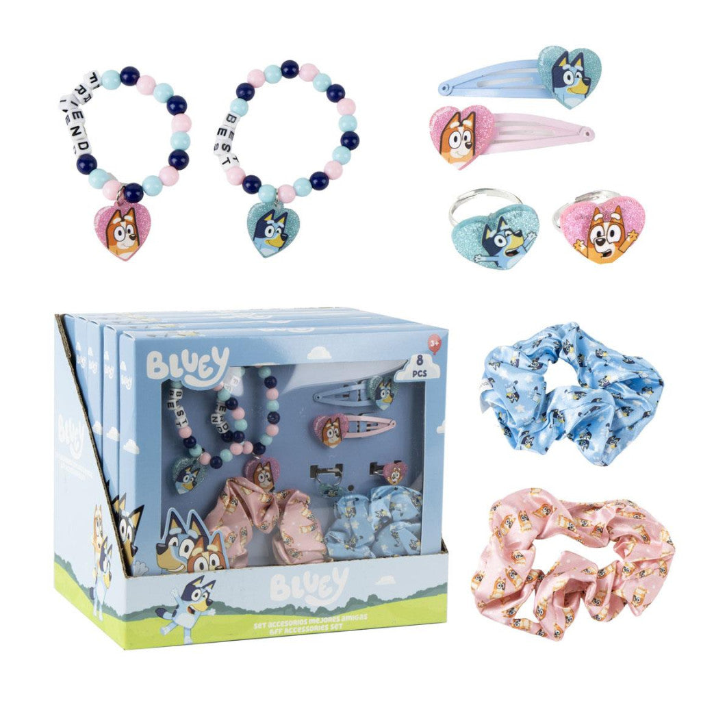 Bluey Happy 8 daļu matu aksesuāru un rotaslietu komplekts