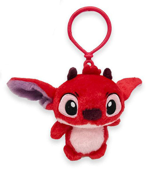 Disney Lilo un Stitch rozā-sarkanā 3D plīša figūriņa ar pakaramo, somas piekariņu 12 cm