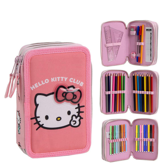 Hello Kitty Club zīmuļu maciņš, iepriekš piepildīts, 3 slāņi