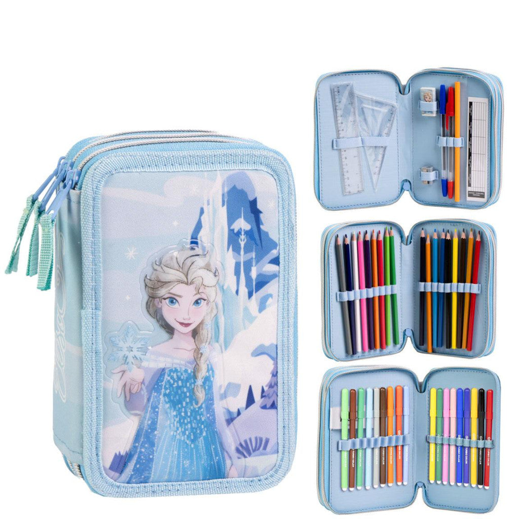 Disney Frozen trīs līmeņu pildīts zīmuļu maciņš