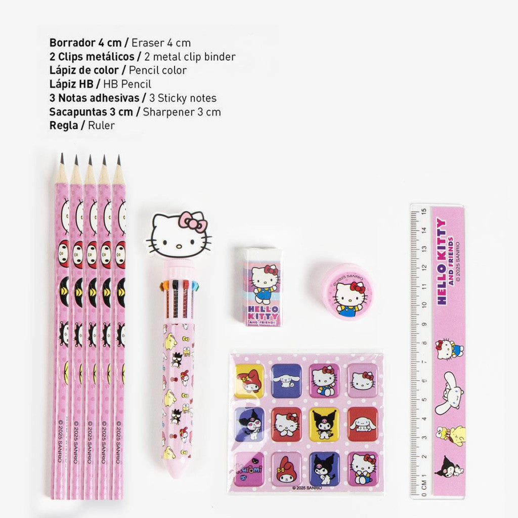 Hello Kitty Friends rozā rakstāmlietu komplekts