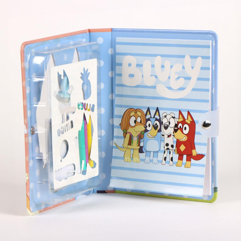 Bluey Let's Do krāsojamo grāmatu komplekts ar veidni