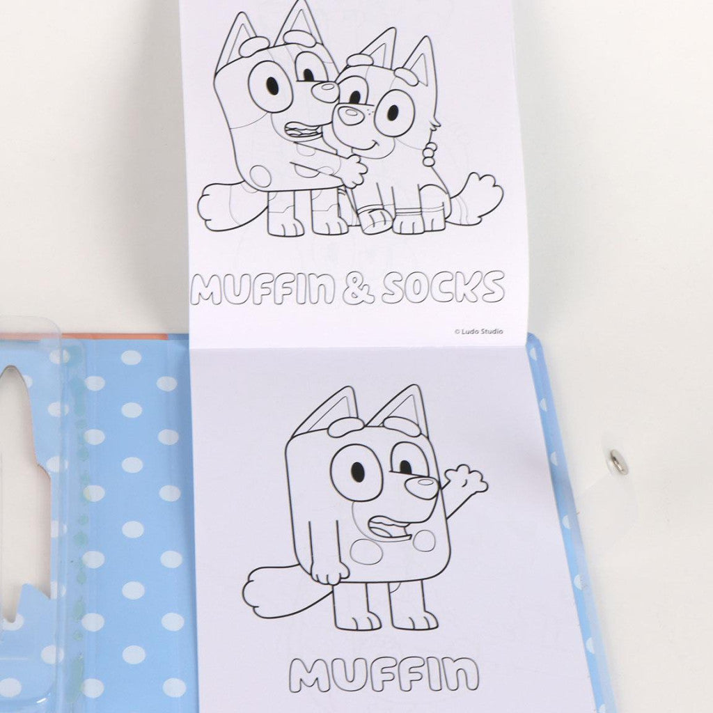 Bluey Let's Do krāsojamo grāmatu komplekts ar veidni