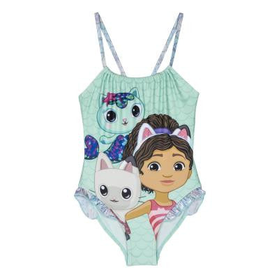 Gabby's Dollhouse Sequin bērnu peldkostīms, peldēšanai, 2-6 gadi
