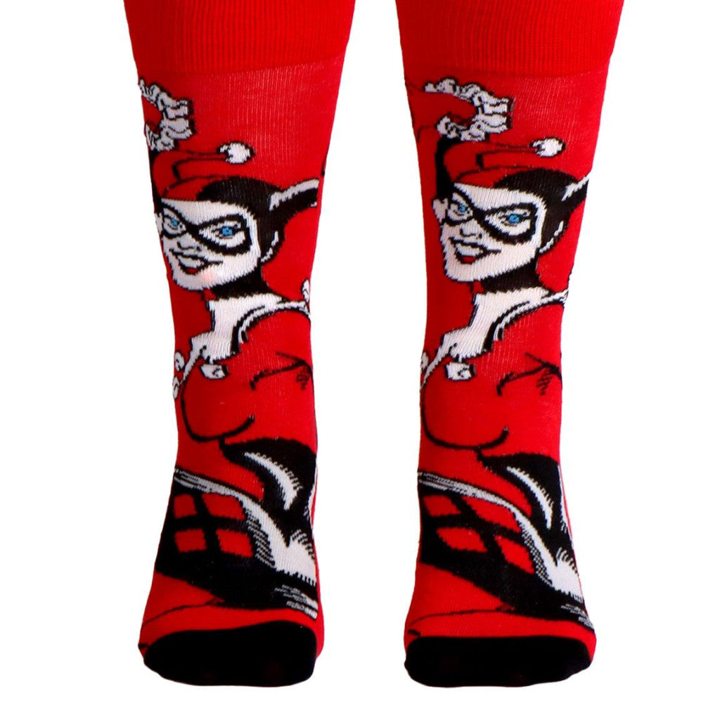 Harley Quinn sarkanas pieaugušo garās zeķes 36/43