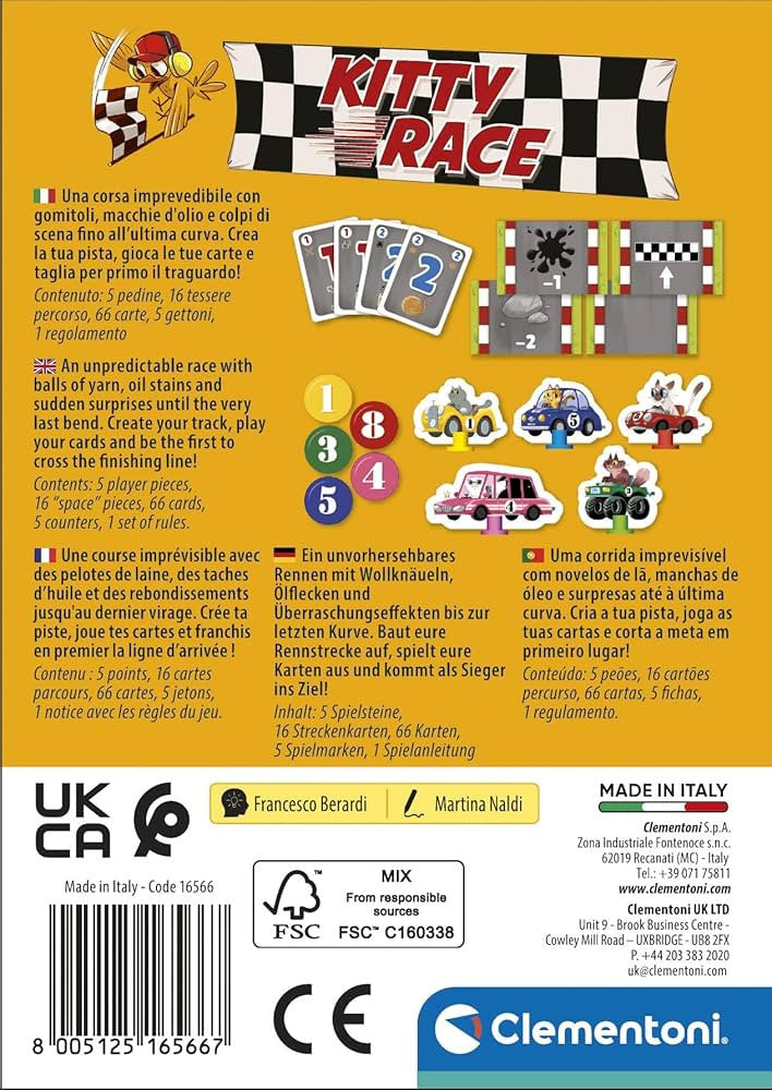 Krāsu kaķu sacīkšu mini galda spēle Clementoni