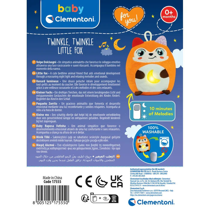 Fox Twinkle Twinkle naktslampiņa un rotaļlieta Clementoni