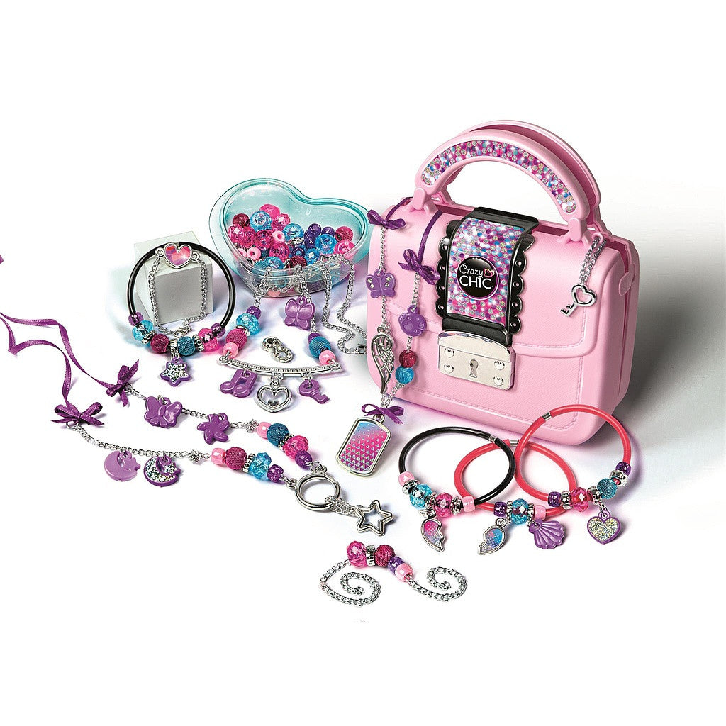 Crazy Chic Jewels rotaslietu izgatavošanas komplekts ar rokassomiņu Clementoni