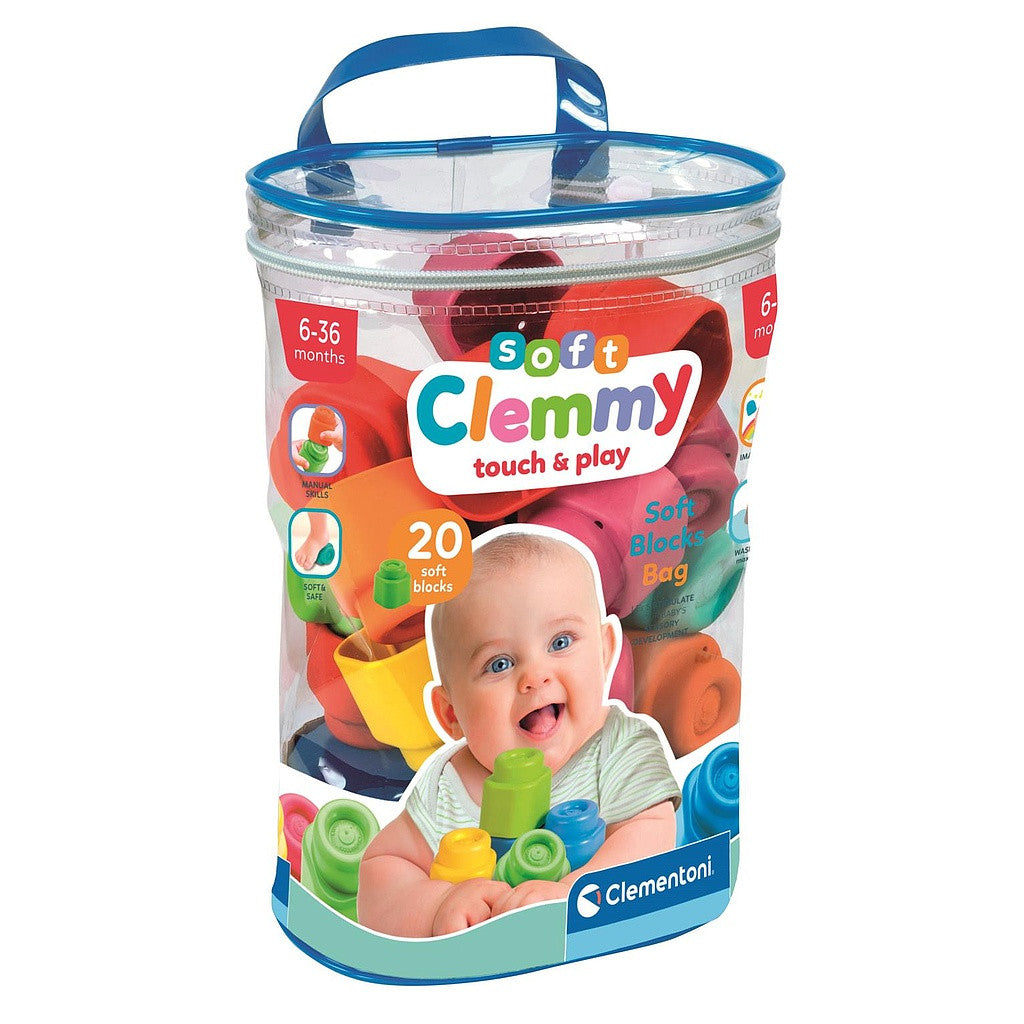 Krāsainie Clemmy mīkstie celtniecības klucīši 20 gab. Clementoni
