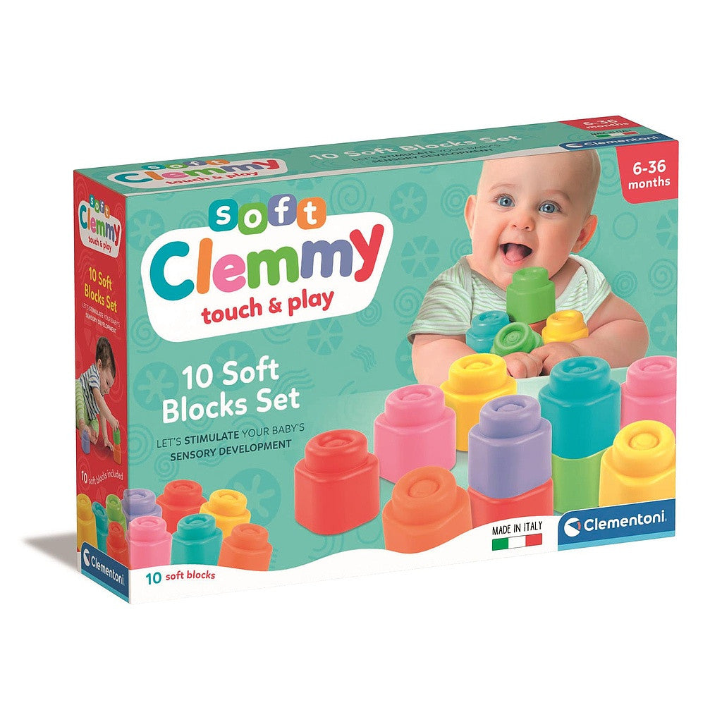Krāsaino Clemmy 10 daļu mīksto klucīšu komplekts Clementoni