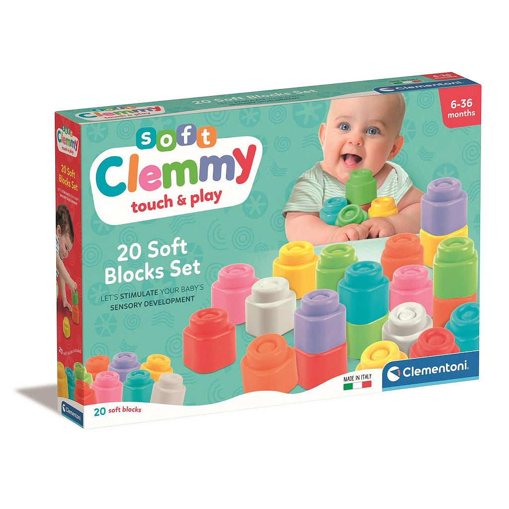 Krāsaino Clemmy mīksto klucīšu komplekts 20 gab. Clementoni