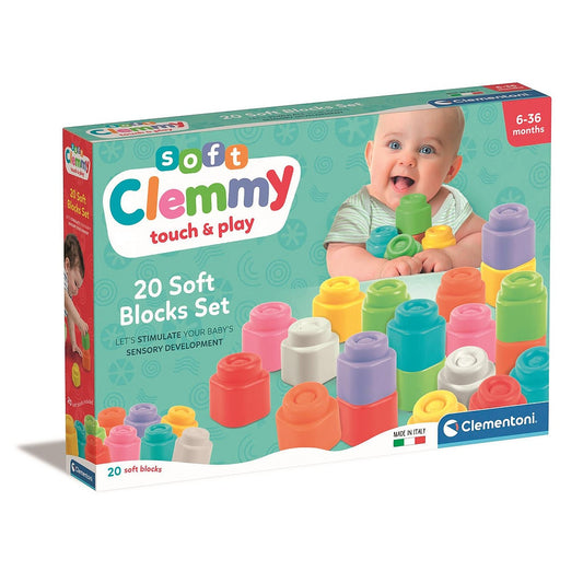 Krāsaino Clemmy mīksto klucīšu komplekts 20 gab. Clementoni