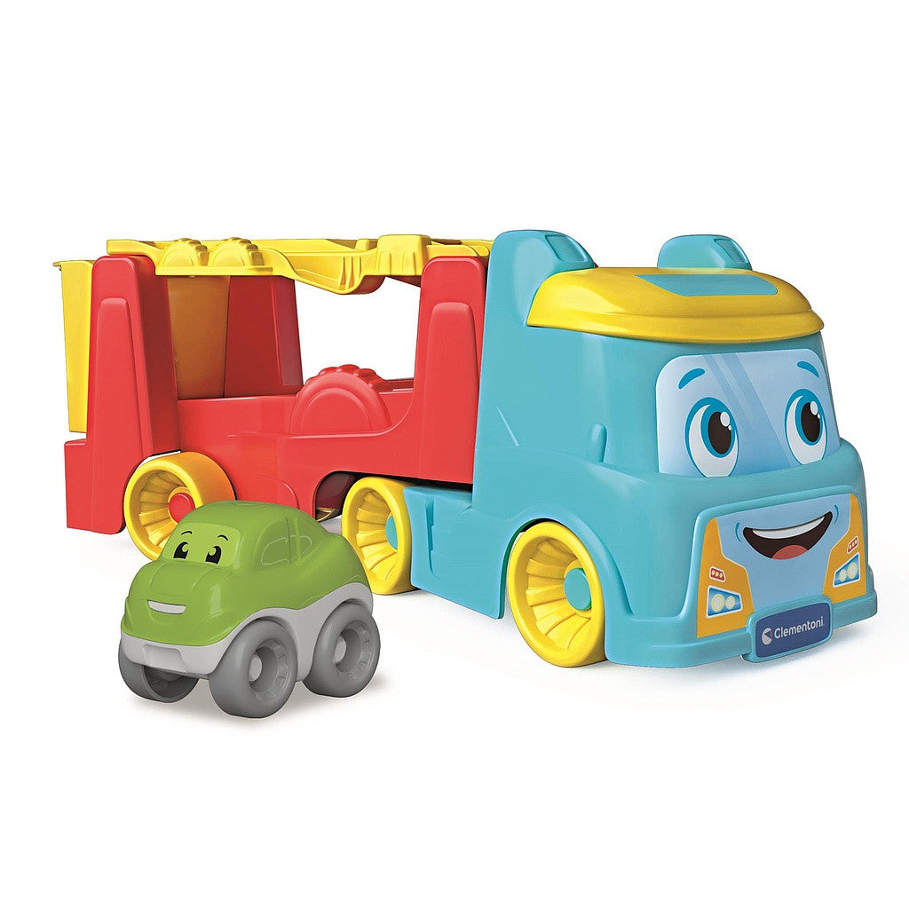 Vehicle Team krāsains apgriežams auto pārvadātājs 2 vienā Clementoni