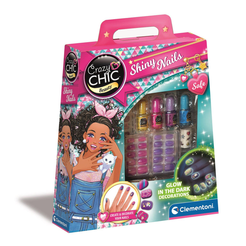 Crazy Chic Shiny Glow in the Dark nagu laka un nagu mākslas komplekts Clementoni