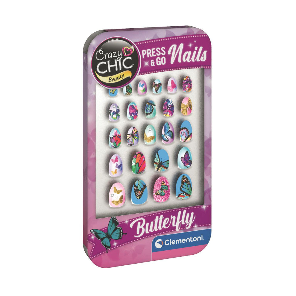 Crazy Chic Butterfly Clementoni mākslīgo nagu komplekts