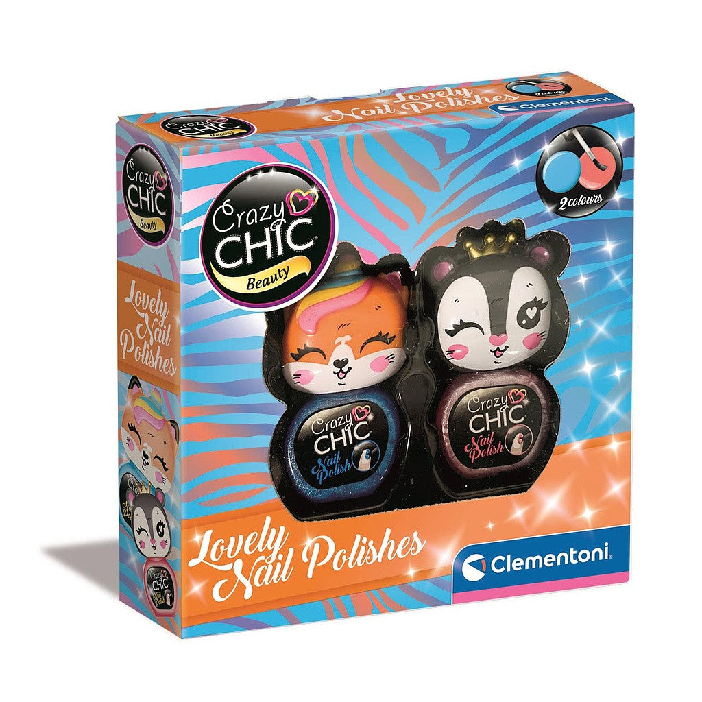 Crazy Chic Lovely Tigers mirdzošu nagu laku komplekts Clementoni