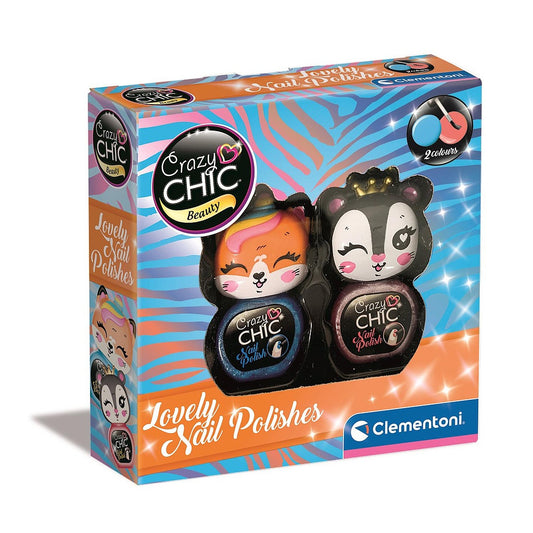 Crazy Chic Lovely Tigers mirdzošu nagu laku komplekts Clementoni