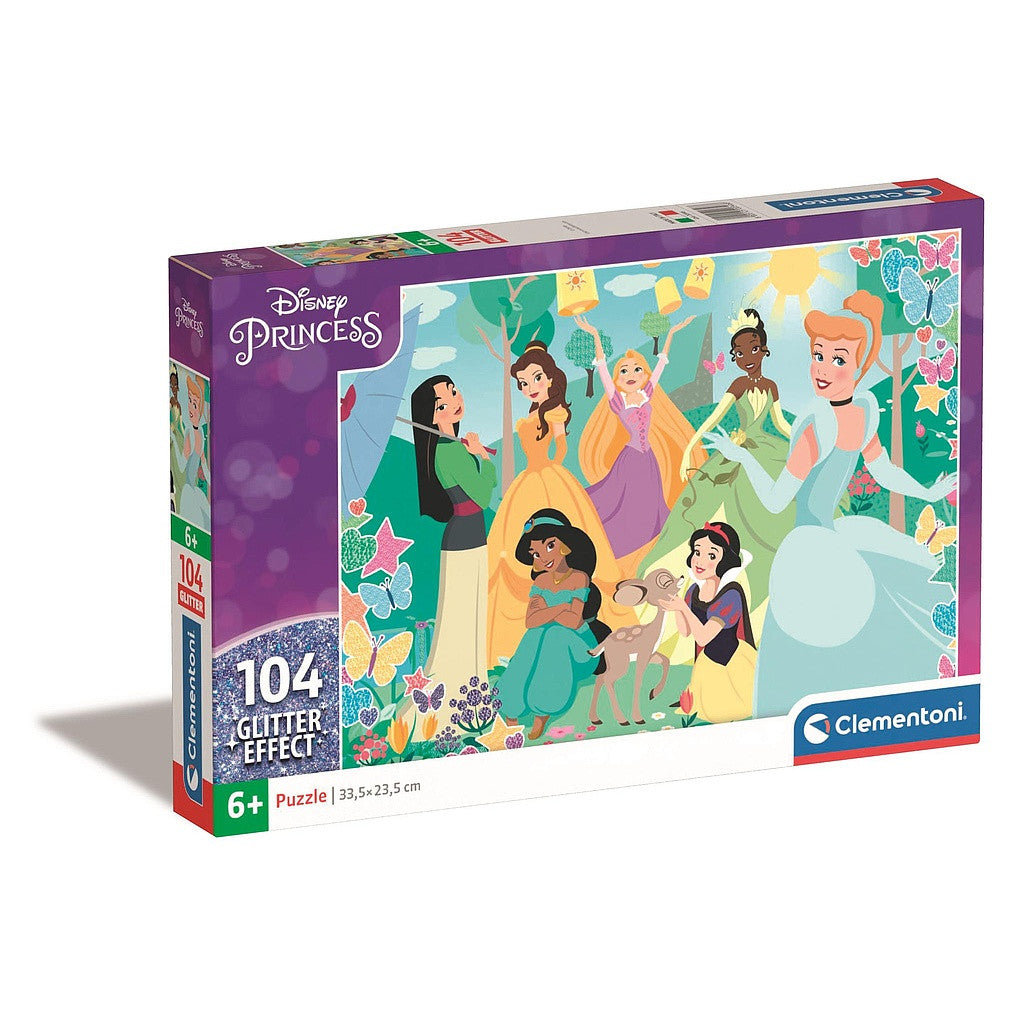 Disney Princess Garden 104 detaļu mirdzoša puzle Clementoni