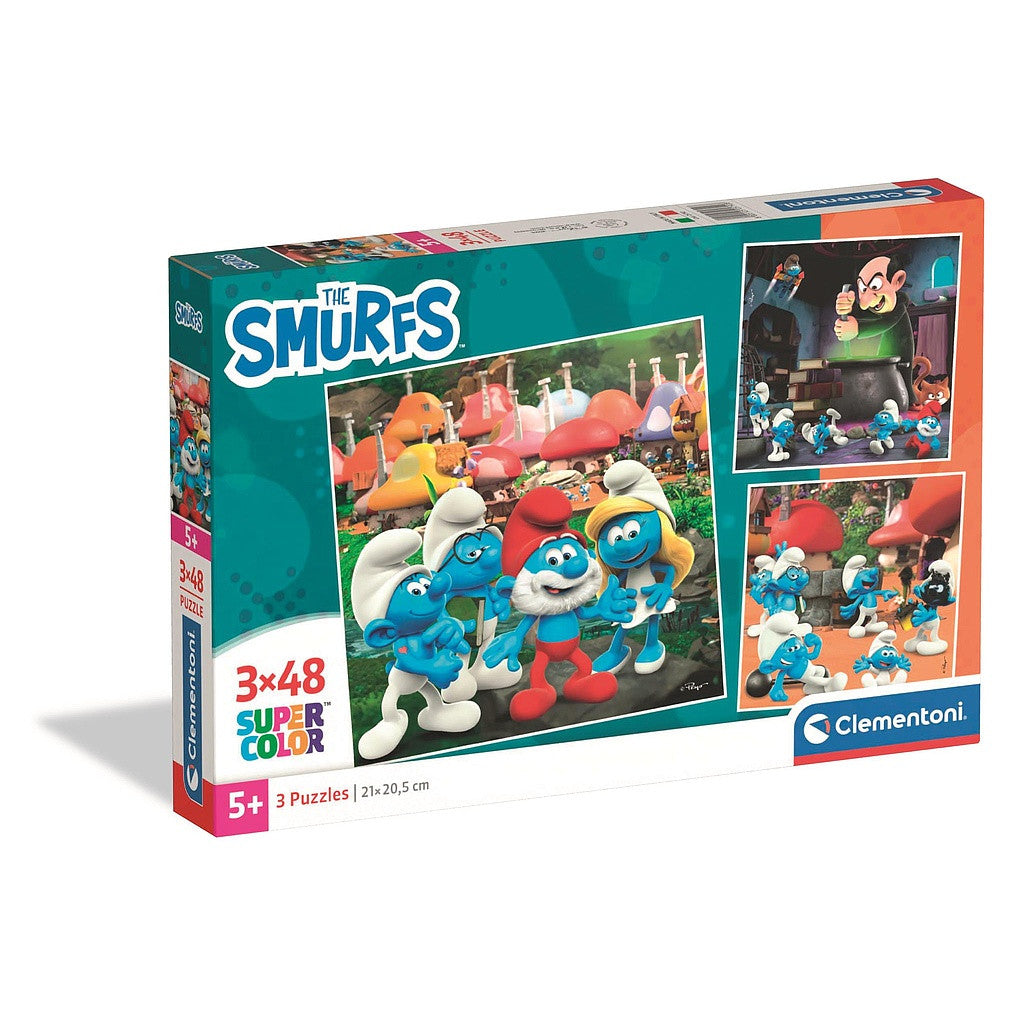 Smurfu 3x48 gabalu puzle Clementoni