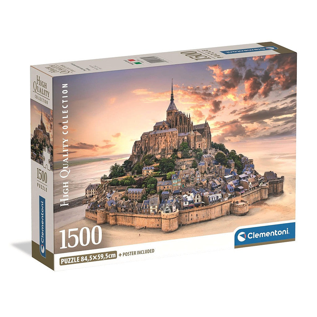 Pilsētas Mont-Saint Michel France 1500 gabalu puzle Clementoni