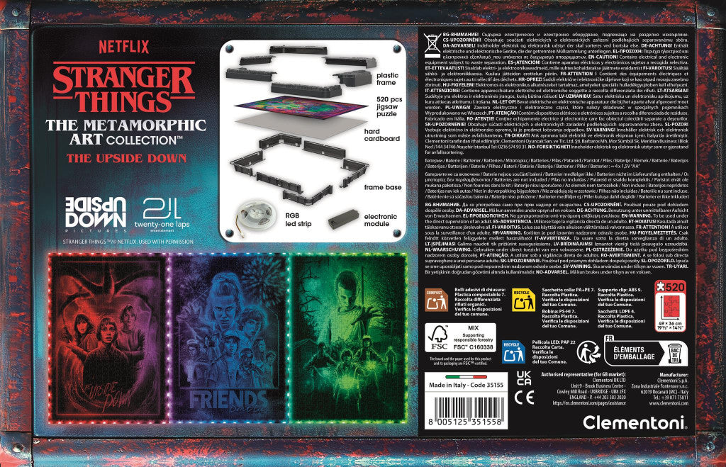 Clementoni Stranger Things Upside Down 520 gabalu puzle ar LED rāmi