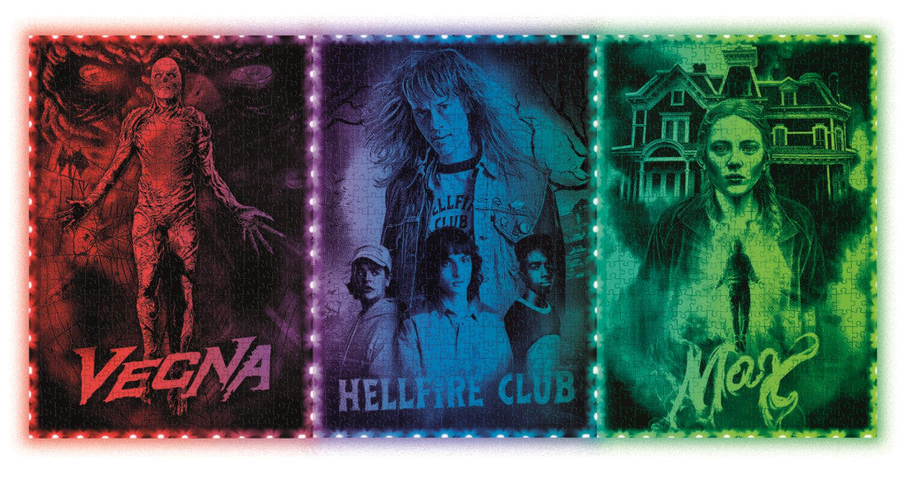 Stranger Things Vecnas lāsts 520 gabalu puzle LED rāmītī Clementoni