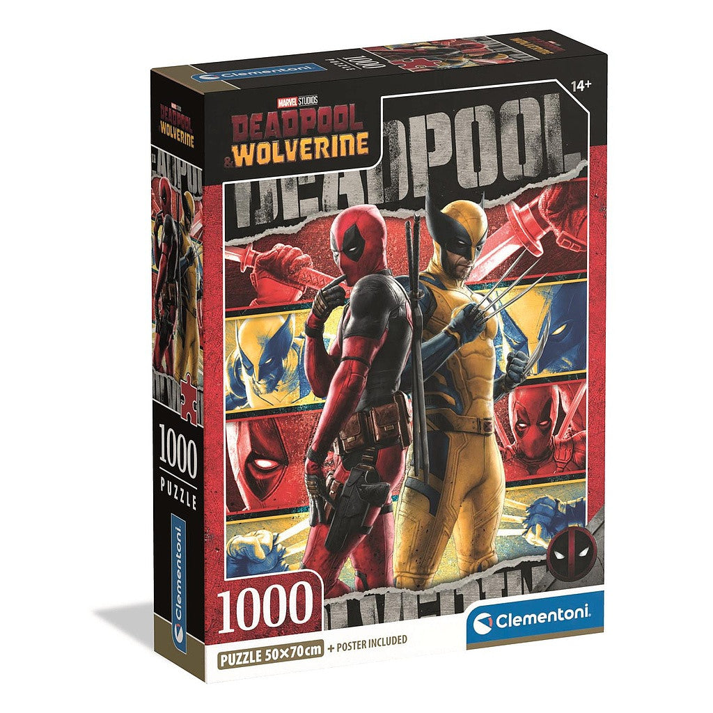 Deadpool Wolverine un 1000 detaļu kompaktā puzle Clementoni