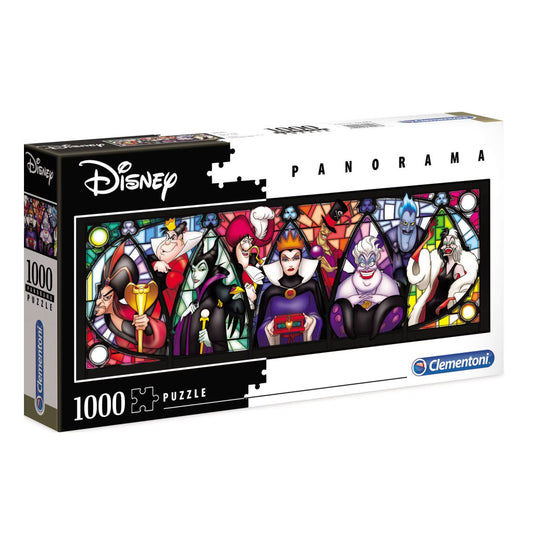 Disney ļaundaru vitrāžu 1000 gabalu panorāmas puzle Clementoni
