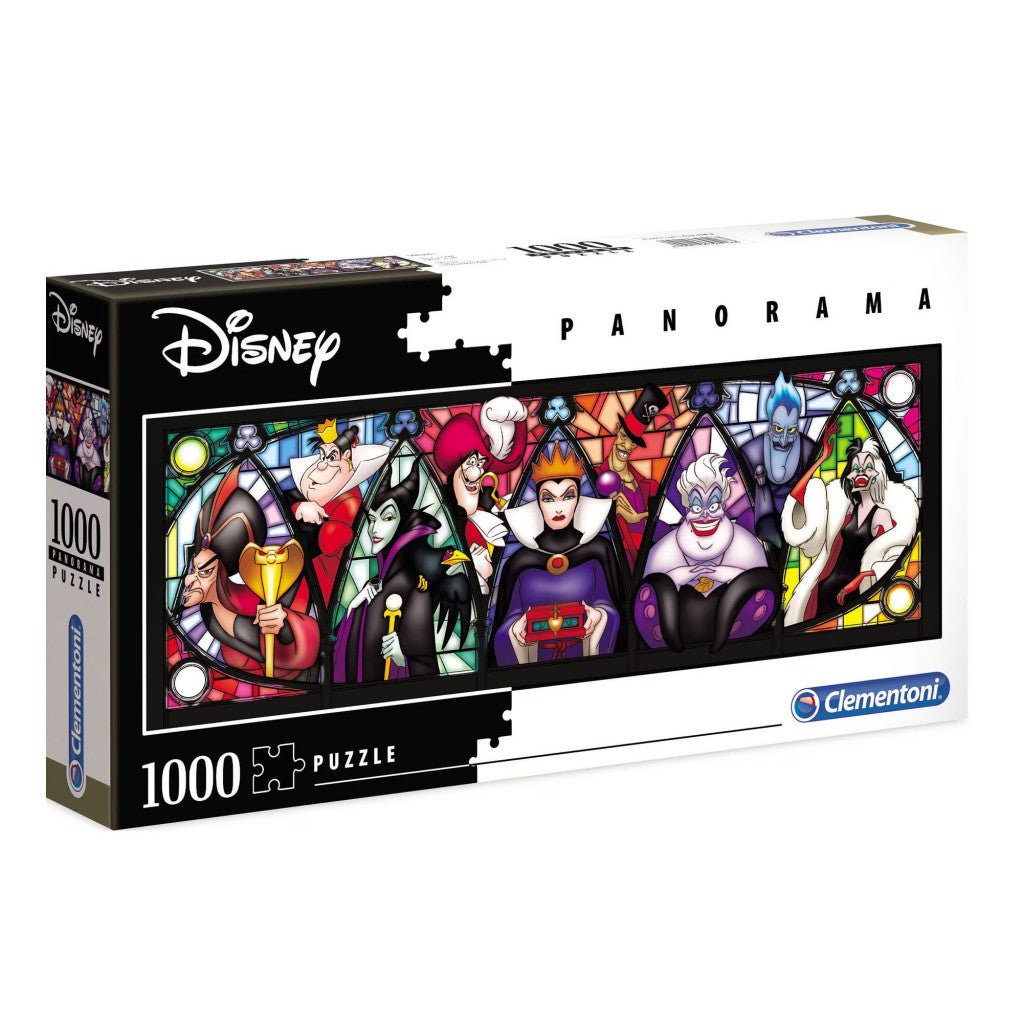 Disney ļaundaru vitrāžu 1000 gabalu panorāmas puzle Clementoni