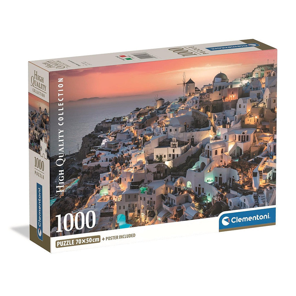 Pilsētas Santorini Grieķija 1000 gab. Kompakta puzle Clementoni