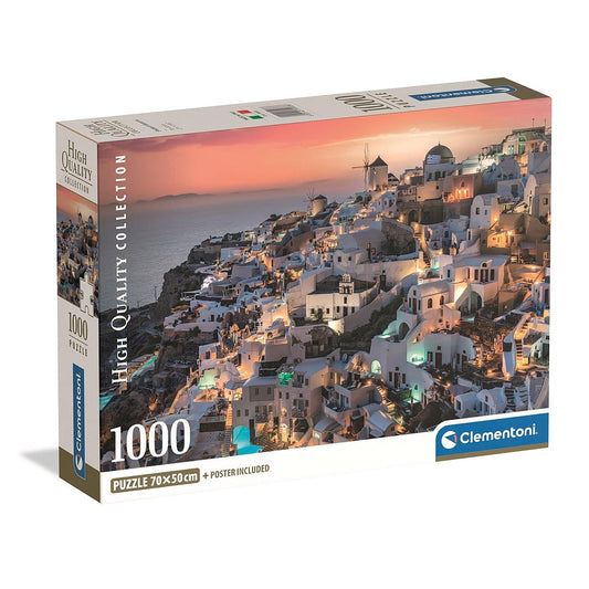 Pilsētas Santorini Grieķija 1000 gab. Kompakta puzle Clementoni