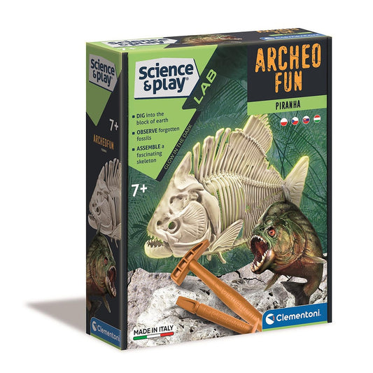 Animals Archeo Fun apgaismojošais piranjas arheoloģiskais komplekts Clementoni