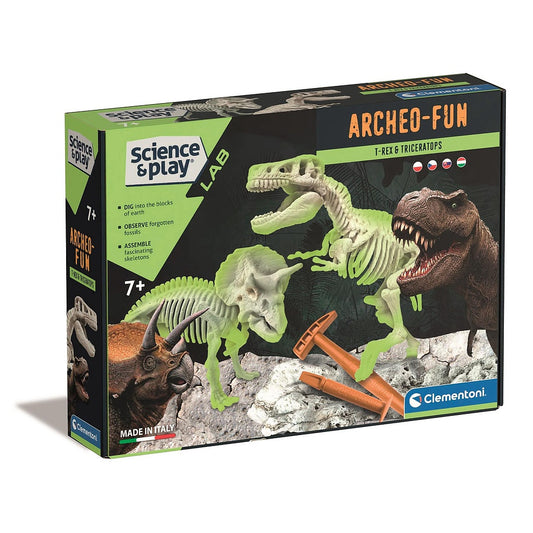 Dinozauru Archeo Fun mirdzošs arheoloģijas komplekts Clementoni