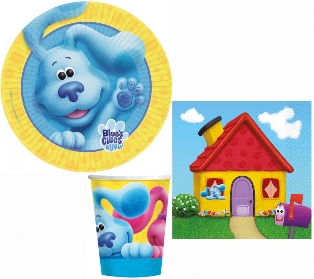 Blue's Clues jautrības ballīšu komplekts ar 32 detaļām un 23 cm šķīvjiem