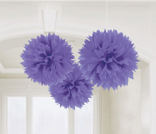 Krāsa Jauns Violets Violets piekaramo pomponu dekorāciju komplekts, 3 daļas