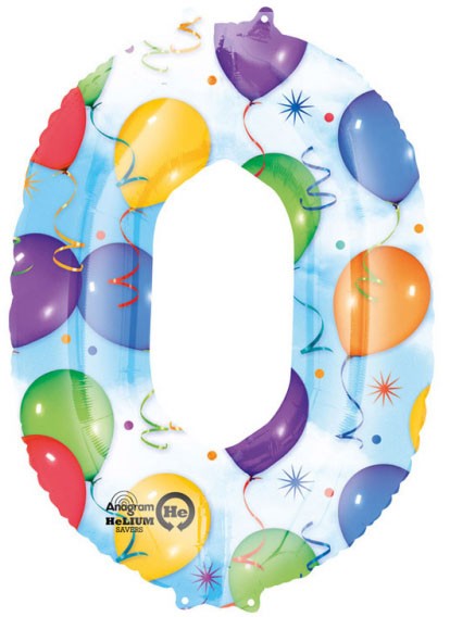 Folijas balons "Gigants", 88*63 cm, "Cipars 0"