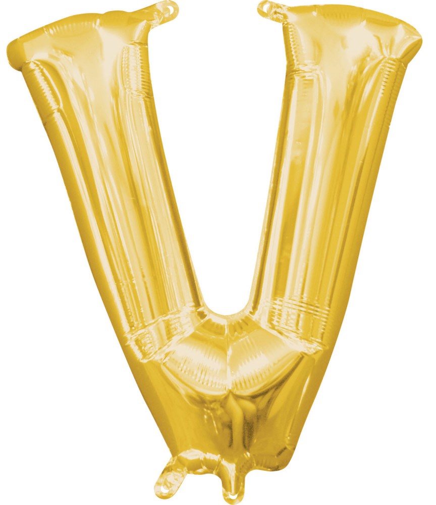 Folijas balons ar ciparu "Zeltains", zelta mini burtu "V", 33 cm