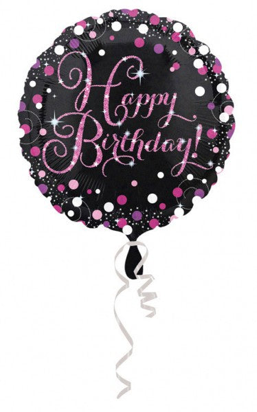 Daudz laimes dzimšanas dienā, daudz laimes dzimšanas dienā, rozā folijas balons, 43 cm