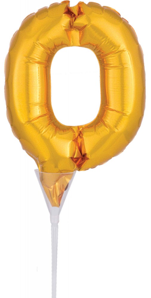 Folijas balons kūkai "Cipars Zelts", "Cipars 0", 15 cm