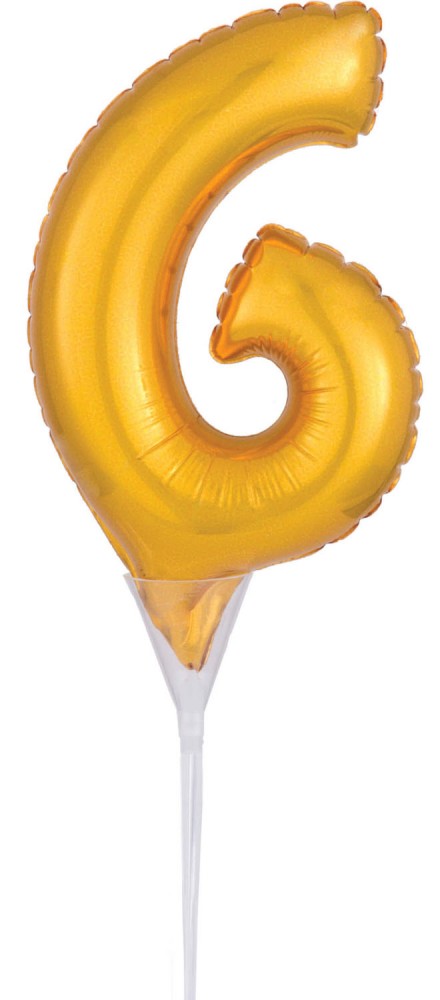 Folijas balons "Cipari zelta krāsā", 6 cipari kūkai, 15 cm