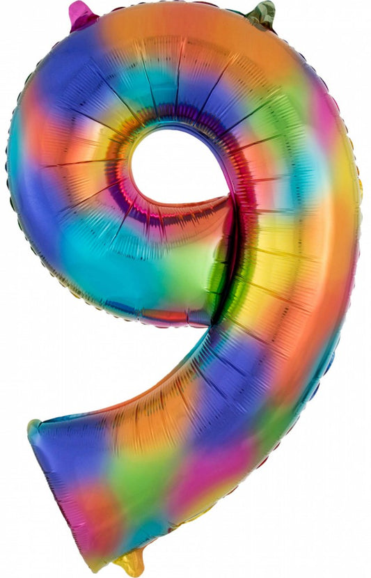 Milzu folijas balons "Ciparu varavīksne" 9, 86*55 cm