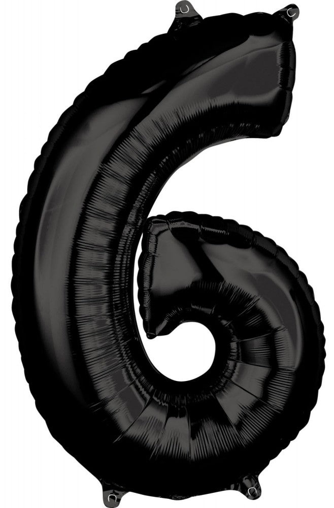 Folijas balons "Cipars 6", melns, 66x43 cm