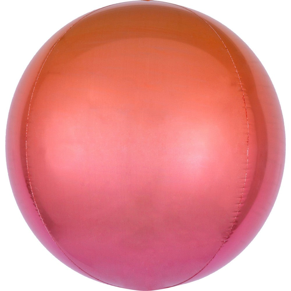 Krāsains Ombr√© sarkans un oranžs sfēras formas folijas balons 40 cm