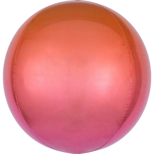 Krāsains Ombr√© sarkans un oranžs sfēras formas folijas balons 40 cm