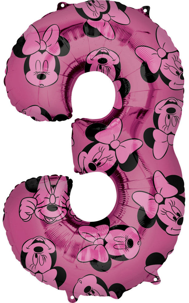 Disney Minnie rozā folijas balons numurs 3, 66 cm