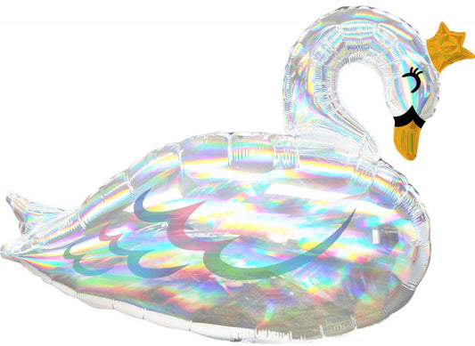 Hologrāfisks folijas balons "Gulbja zelta tiāra" 73 cm