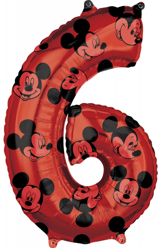 Disney Mikija sarkanais folijas balons numurs 6, 66 cm