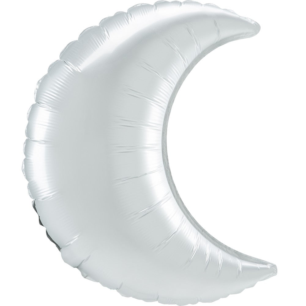 Satīna balts pusmēness formas folijas balons 89 cm