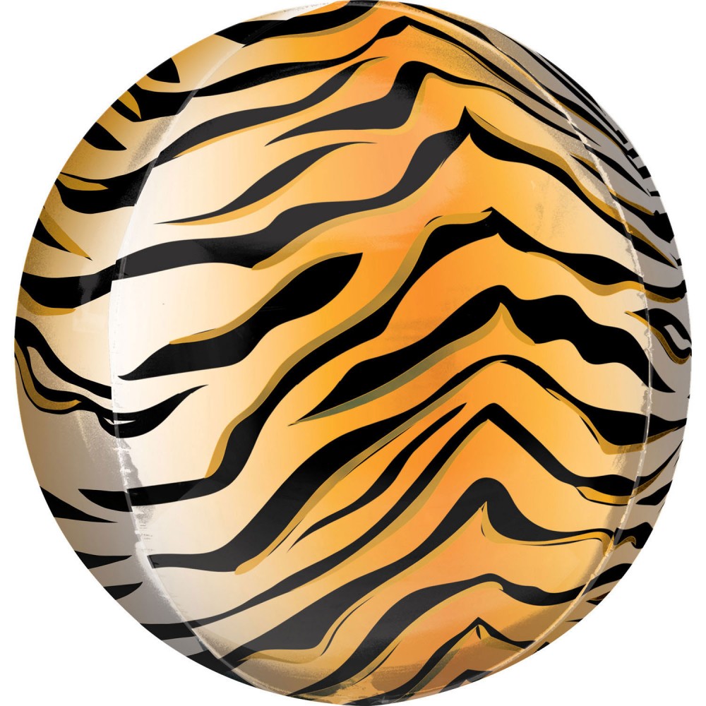 Folijas balons "Dzeltens" ar tīģera apdruku, 40 cm