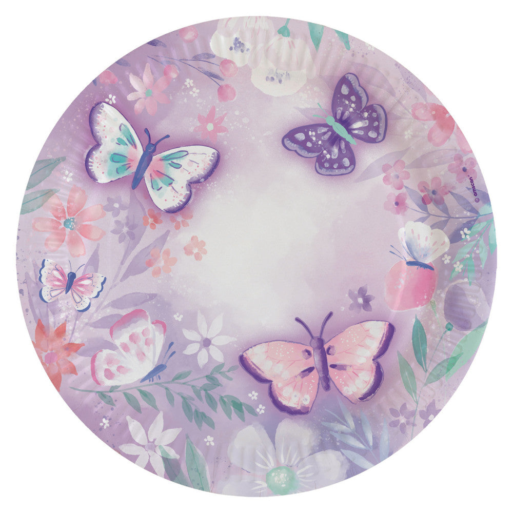 Papīra šķīvji "Butterfly Flutter" 8 gab. 22,8 cm